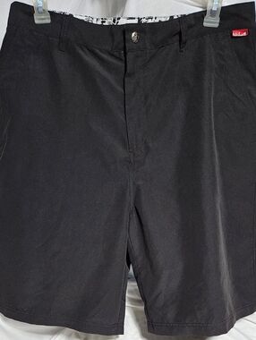 Quicksilver Flat Front Chino Black Shorts 35" W × 9.5" Inseam (Mb2)